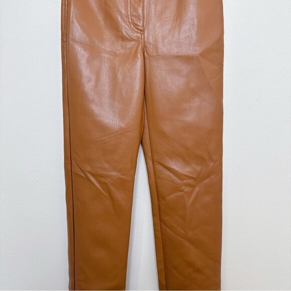 ARITZIA WILFRED Womens 2 The Melina Pant High Waisted Vegan Leather Cognac - Picture 6 of 15